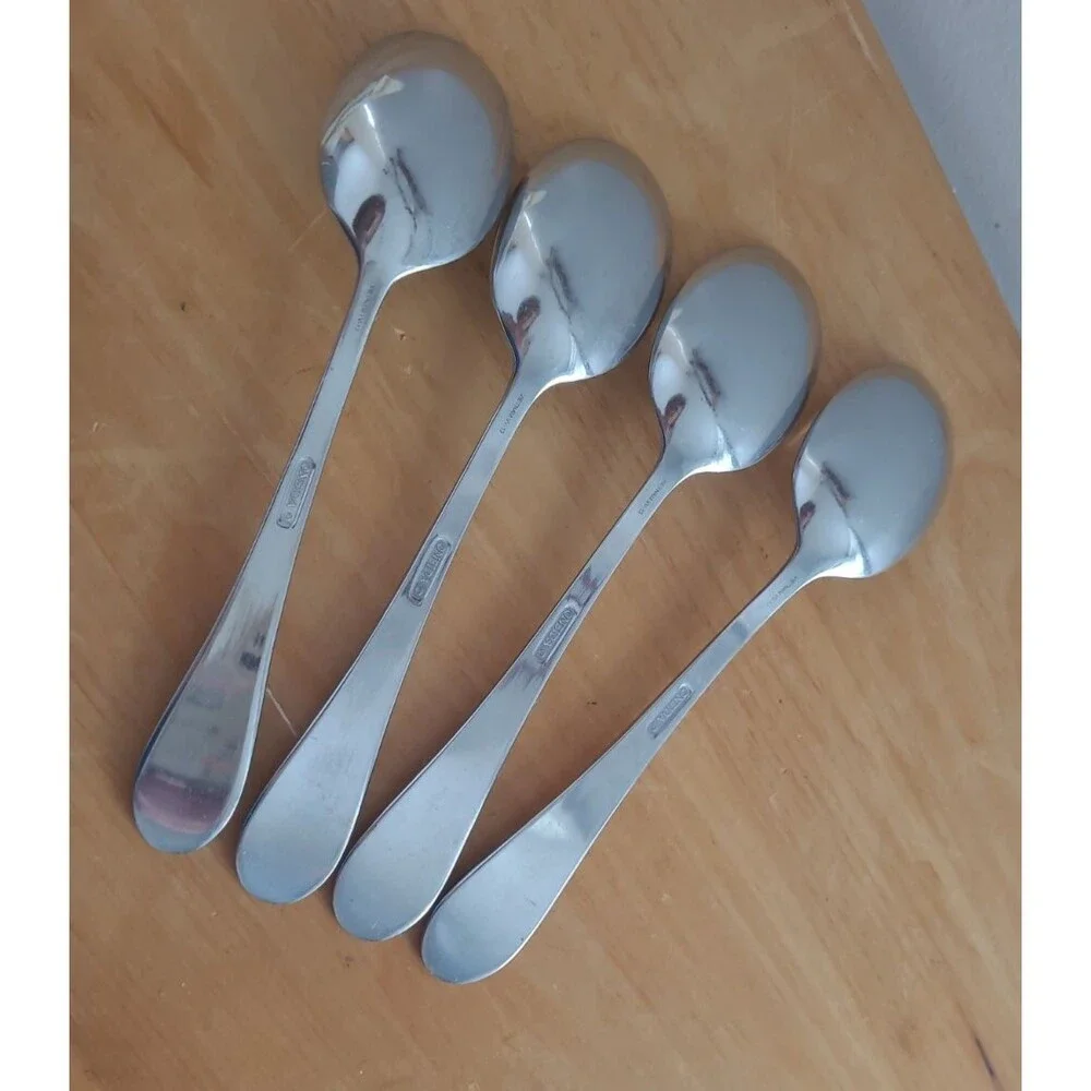 7 Piece Lot Oneida Icarus Glossy Stainless Soup Spoons Tablespoons Teaspoons